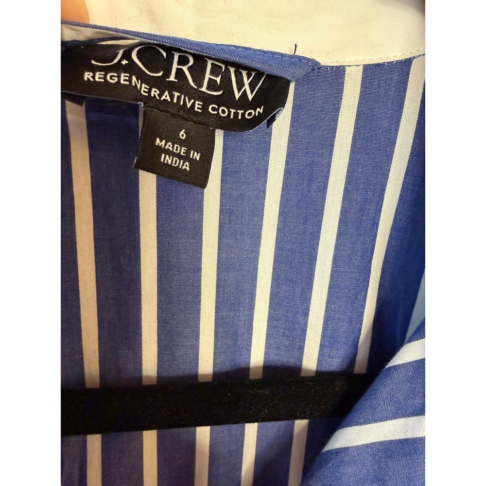 J. Crew Blue and White Striped Long Sleeve Shirt Dress - Picture 4 of 6